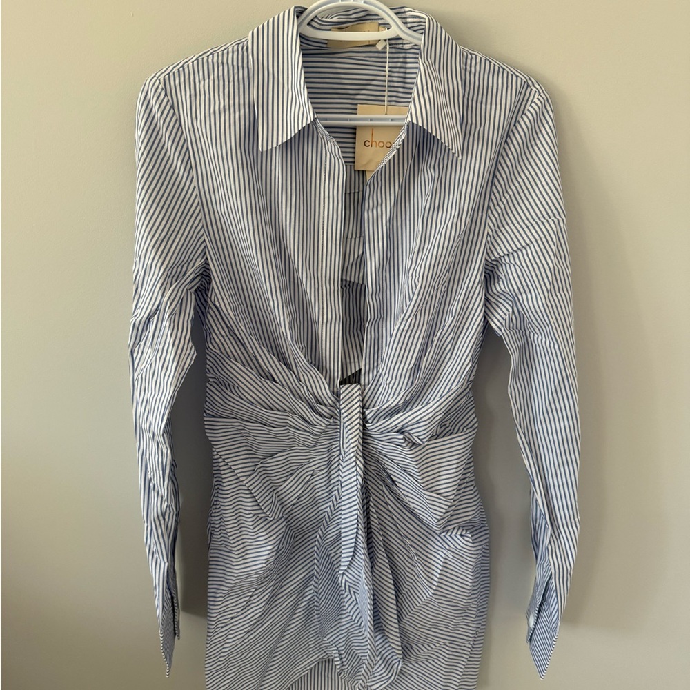 Chic Blue Striped Men's Button Down Shirt